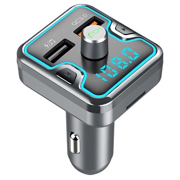 Fast Car Charger & Bluetooth FM Transmitter T45Q - Zwart