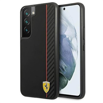 Ferrari On Track Carbon Stripe Samsung Galaxy S22 5G Cover - Zwart