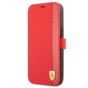 Ferrari On Track Carbon Stripe iPhone 13 Portemonnee Hoesje - Rood