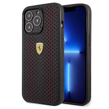 Ferrari On Track Perforated iPhone 14 Pro Case - Rood / Zwart