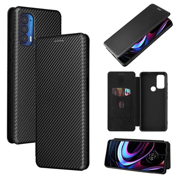 Motorola Edge (2021) Flip Case - Koolstofvezel - Zwart