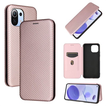 Xiaomi Mi 11 Lite 5G Flip Case - Koolstofvezel - Rose Goud