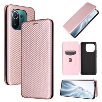 Xiaomi Mi 11 Pro Flip Case - Koolstofvezel - Rose Goud