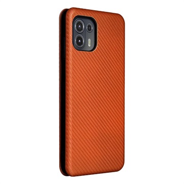 Motorola Edge 20 Lite Flip Case - Koolstofvezel - Oranje