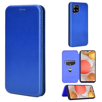 Samsung Galaxy A42 5G Flip Case - Koolstofvezel - Blauw