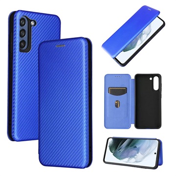 Samsung Galaxy S21 FE 5G Flip Case - Koolstofvezel - Blauw