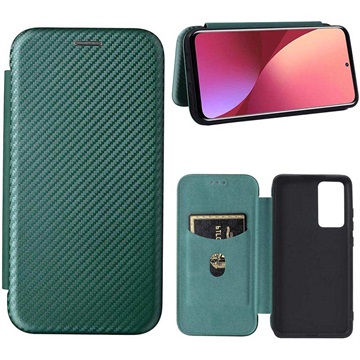 Xiaomi 12 Pro Flip Case - Koolstofvezel - Groen