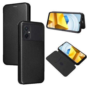 Xiaomi Poco M5 Flip Case - Koolstofvezel - Zwart