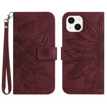 Sunflower Series iPhone 14 Plus Wallet Case - Wijnrood