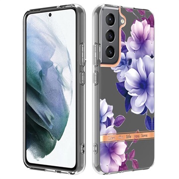 Flower Series Samsung Galaxy S22+ 5G TPU Hoesje - Paars Begonia