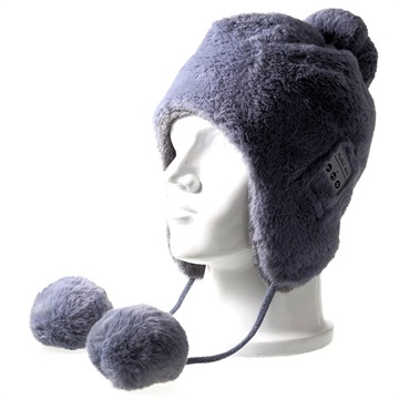 Fluffy Beanie Muts Bluetooth Headset - Grijs