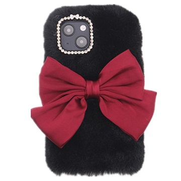 Fluffy Plush iPhone 13 Hybrid Case - Zwart