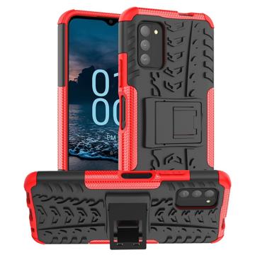 Antislip Nokia G100 Hybrid Case met Standaard - Rood / Zwart