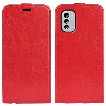 Nokia G60 Verticale Flip Case met Kaarthouder - Rood