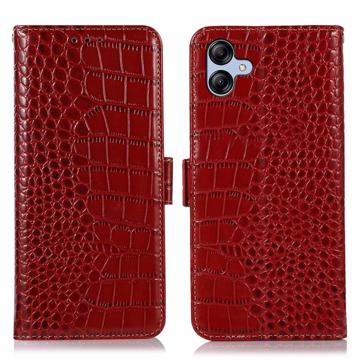 Crocodile Series Samsung Galaxy A04e Wallet Leren Hoesje met RFID - Rood