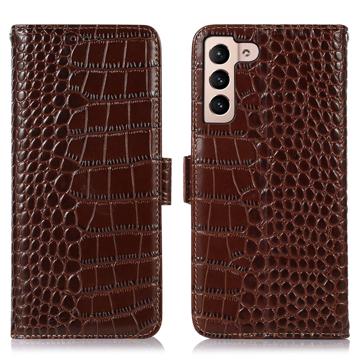 Crocodile Series Samsung Galaxy S23 5G Wallet Leren Hoesje met RFID Bruin