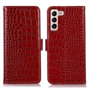 Crocodile Series Samsung Galaxy S23 5G Wallet Leren Hoesje met RFID Rood