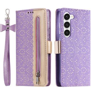 Lace Pattern Samsung Galaxy S23+ 5G Wallet Case - Paars