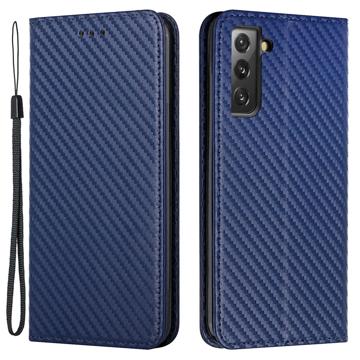 Samsung Galaxy S23+ 5G Portemonnee Hoesje - Koolstofvezel - Blauw