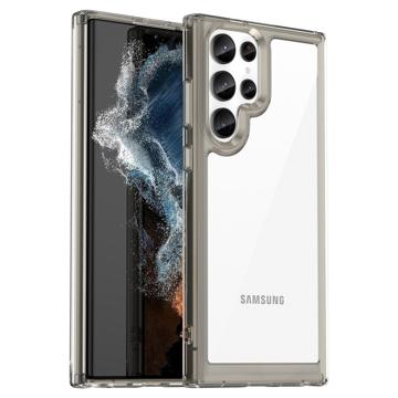 Anti-Shock Samsung Galaxy S23 Ultra 5G Hybrid Case - Grijs / Doorzichtig