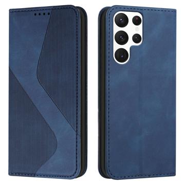 Business Style Samsung Galaxy S23 Ultra 5G Portemonnee Hoesje - Blauw