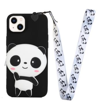 Cartoon Design iPhone 14 TPU Hoesje met Ritssluiting - Panda