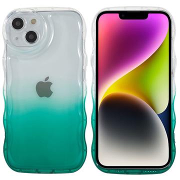 Wavy Edge Gradient iPhone 14 TPU Hoesje - Army Groen