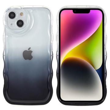 Wavy Edge Gradient iPhone 14 TPU Hoesje - Zwart