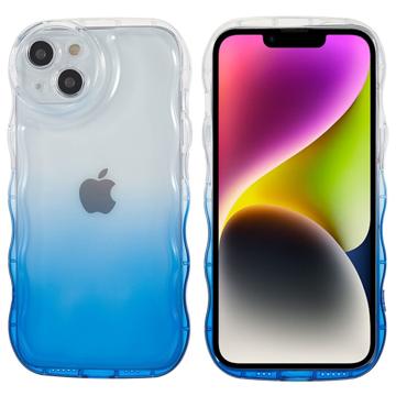 Wavy Edge Gradient iPhone 14 TPU Hoesje - Blauw