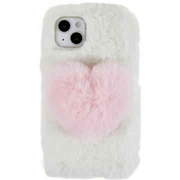 Plush Heart iPhone 14 TPU Hoesje - Wit