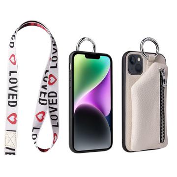 Strap Series iPhone 14 Plus Hoesje met Afneembare Portemonnee - Wit