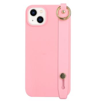 Candy Color iPhone 14 Plus TPU Hoesje met Draagriem - Roze