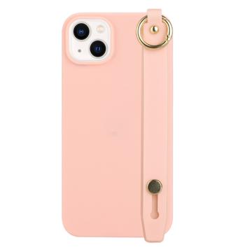 Candy Color iPhone 14 Plus TPU Hoesje met Draagriem - Lichtroze