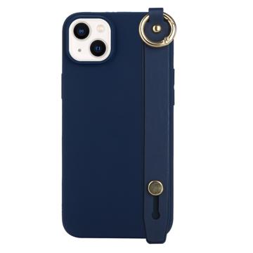 Candy Color iPhone 14 Plus TPU Hoesje met Draagriem - Donkerblauw