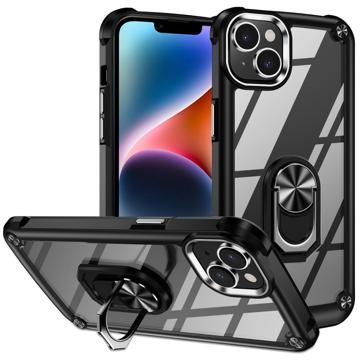 iPhone 14 Plus Hybrid Case met Ringhouder - Zwart