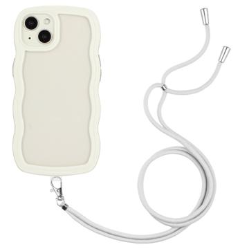 Wavy Edge iPhone 14 Plus Hybrid Case met Lanyard - Wit