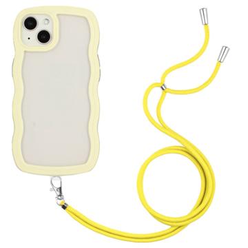 Wavy Edge iPhone 14 Plus Hybrid Case met Lanyard - Geel