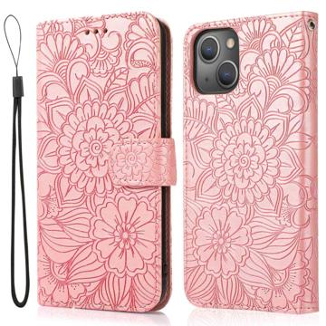 Flowers iPhone 14 Plus Portemonnee Hoesje - Roze