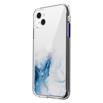 Marble Pattern iPhone 14 Plus Hybride Hoesje - Blauw