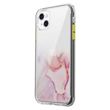 Marble Pattern iPhone 14 Plus Hybride Hoesje - Roze