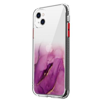 Marble Pattern iPhone 14 Plus Hybride Hoesje - Paars