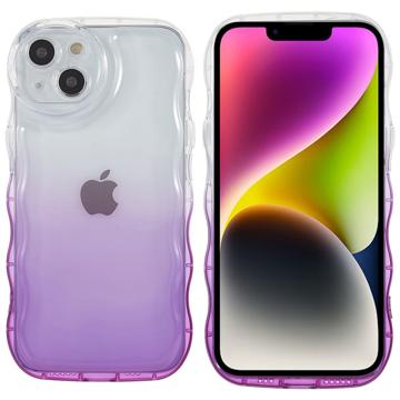 Wavy Edge Gradient iPhone 14 Plus TPU Hoesje - Paars