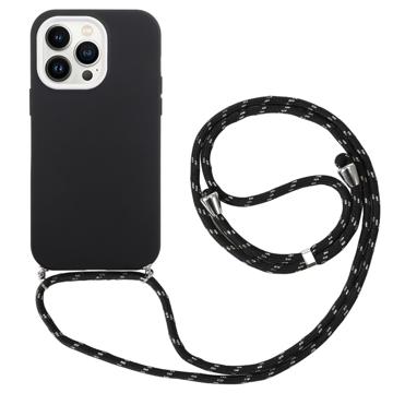 iPhone 14 Pro 360 Hybride Hoesje met Lanyard - Zwart