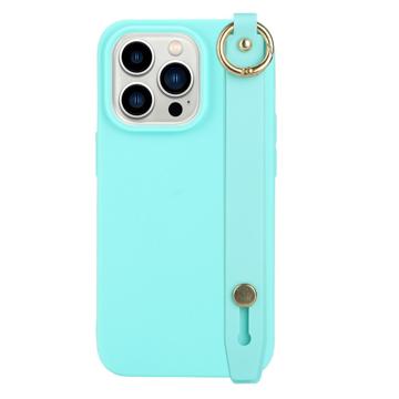 Candy Color iPhone 14 Pro TPU Case met draagriem - Baby Blauw