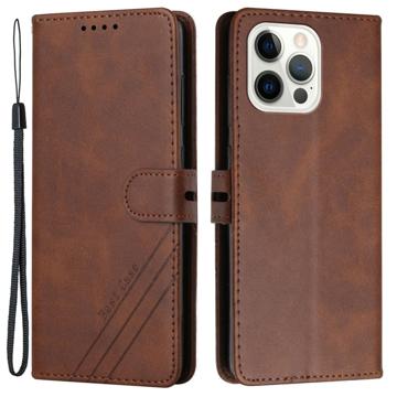 Zakelijke stijl iPhone 14 Pro Wallet Case - Bruin