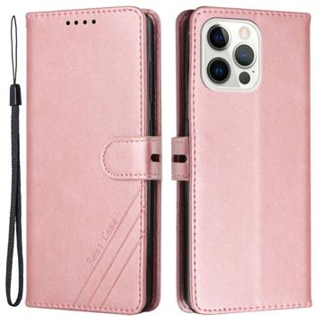 Zakelijke stijl iPhone 14 Pro Wallet Case - Roze