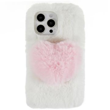 Plush Heart iPhone 14 Pro TPU Hoesje - Wit