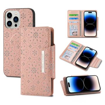 Dolisma Glitter iPhone 14 Pro Wallet Case - Rose Gold