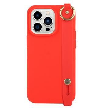 Candy Color iPhone 14 Pro Max TPU Hoesje met Draagriem - Rood