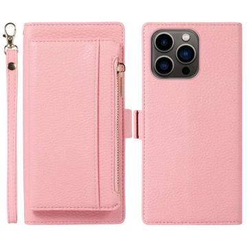 iPhone 14 Pro Max 2-in-1 Magnetische Portemonnee Hoesje met Rits - Roze